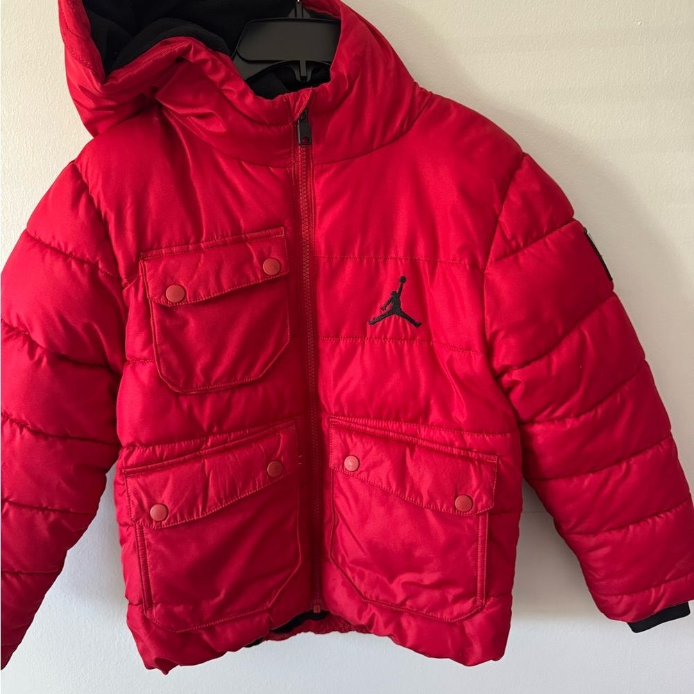 Jordan Red Hooded Puffer Jacket for Kids